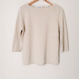 Vintage Sweaters - Vintage 100% Merino Wool Boat Neck Sweater Oat Vintage Sweaters - Vintage 100% Merino Wool Boat Neck Sweater Oat